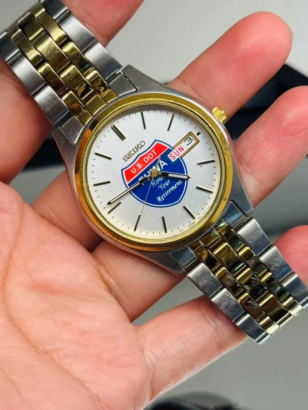 Vintage Seiko Quartz Date U.S. DOT FHWA Retirement Watch 36mm New Battery Runs